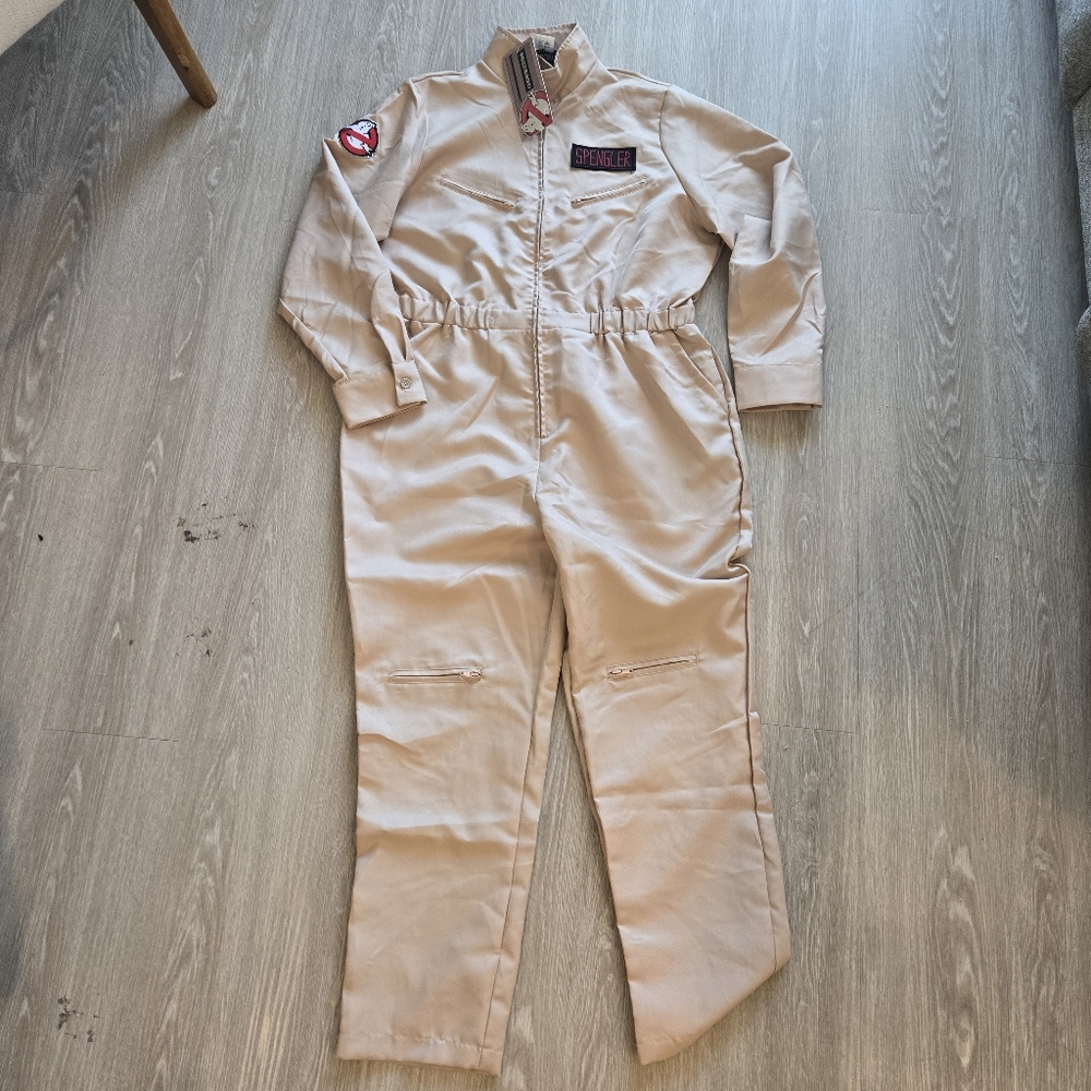 Adult Unisex Ghostbusters Zip Up Jumpsuit Patch‎ Halloween Costume Cosplay Large